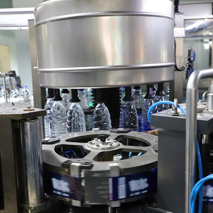 The complete water production line includes blowing/Water treatment/filling/labelling/wrapping machines