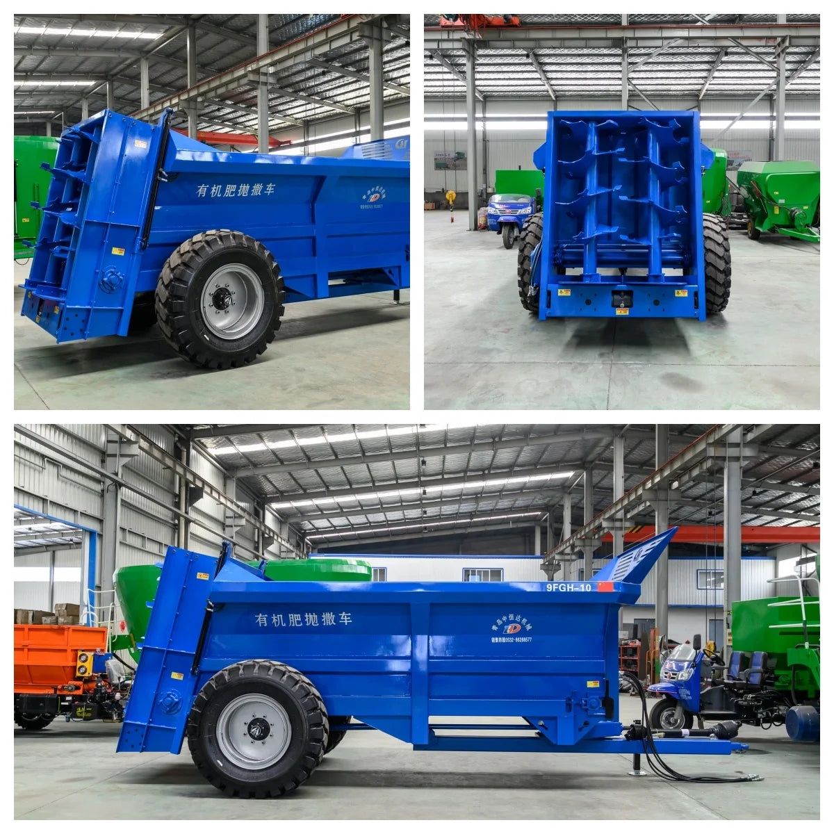 HINDATwin vertical rotary spiral manure spreader wet poultry litter livestock farm equipment implement forcow dung spreading