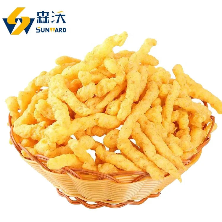 100-200 kg/h Small Output Fried Cheetos Fryer Snack Machine Curls Snack Flavoring System Processing Line