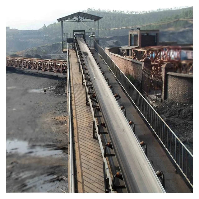 Heavy Duty Feeding Carbon Steel Industrial Powder Bulk Material Rubber Cement Coal Flat Belt Conveyor Machine