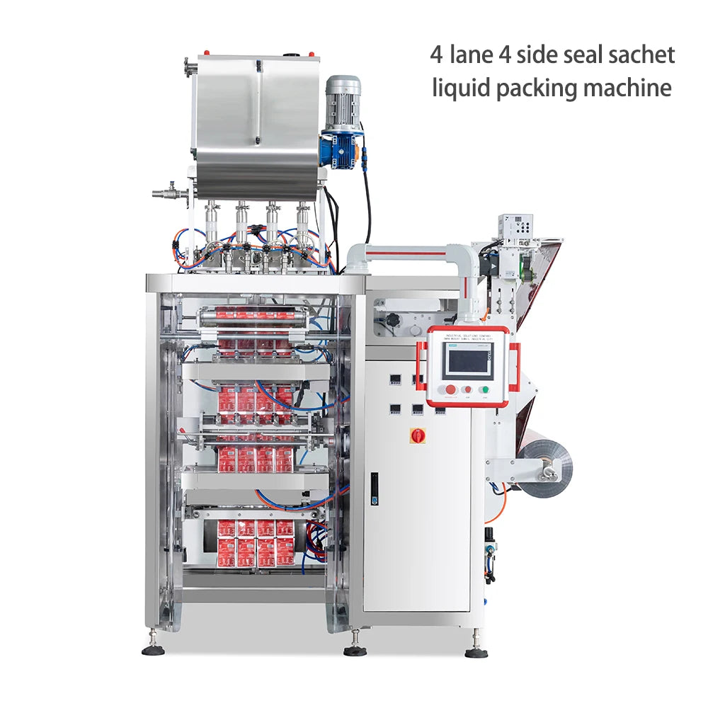 Automatic vffs multi lane peanut butter chili sauce tomato paste filling packaging machine ffs liquid packing sachet machine