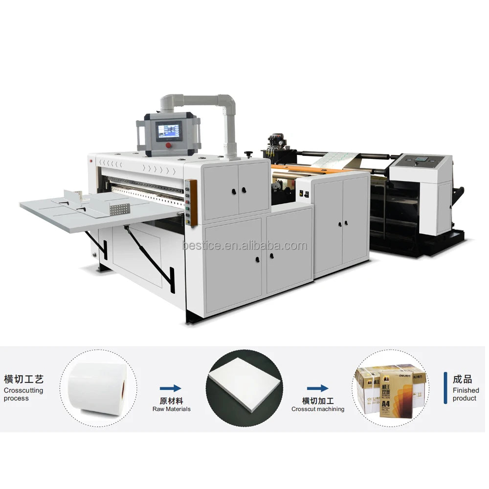 Automatic roll to sheet A2 A3 A4 paper cross cutting slitting making machine manufacturer