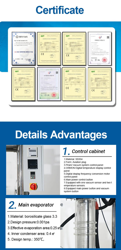 YUHUA used wiped film evaporator industrial distillation equipment solvent destilation unit