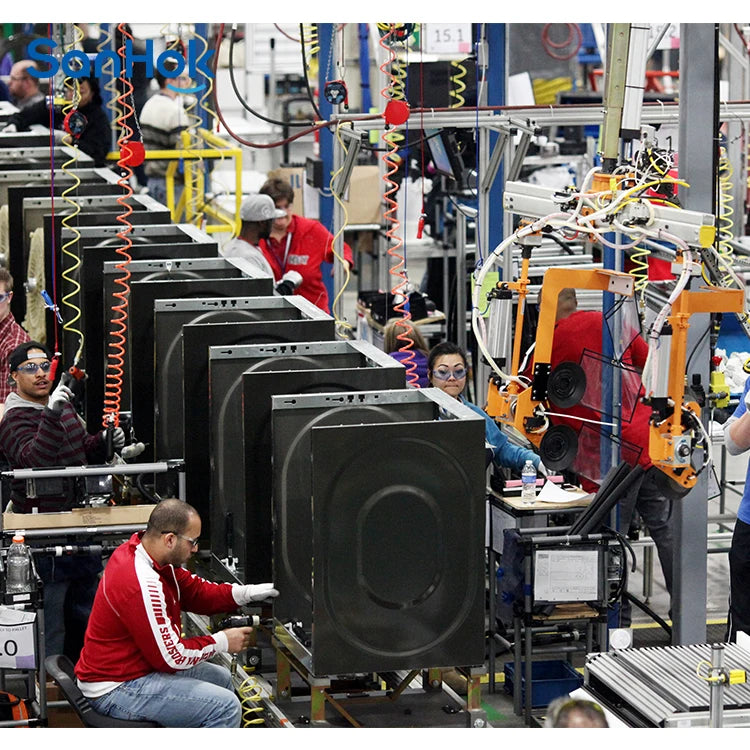 Free Flow Conveyor Dish Washing Equipment Production Line For Dishwasher Production