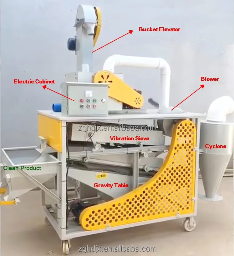 Combined Paddy Rice Beans Maize Wheat Impurity Gravity Separator  Rotary Vibrating Cleaner Combine Grain Cleaner