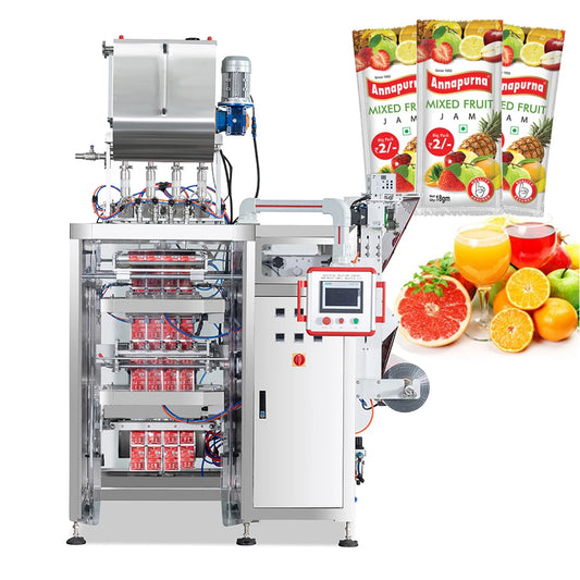 Automatic Multilane Fruit Jam Filling Packaging Machine Vertical 4 Sides Sealing Cosmetic Liquid Sachet Jam Packing Machine