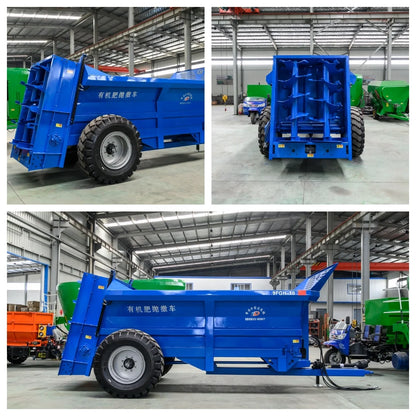 HINDATwin vertical rotary spiral manure spreader wet poultry litter livestock farm equipment implement forcow dung spreading