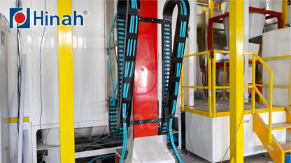 powder coating conveyor overhead line with loading unloading automatic running
