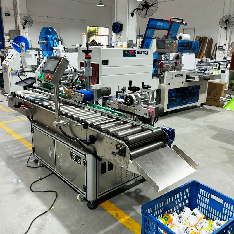 automatic multifunction sealing packing shrinking and labeling machine for masking film and paper masker roll