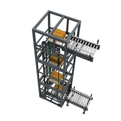 Continuous Vertical Transfer Conveyor System For Cartons, Bags, Pallet