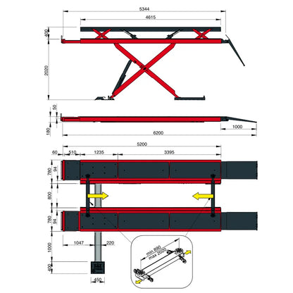 ERCO XT 5000 CTLT corghi lift low profile electrohydraulic under-wheel scissor lift Big shear lift