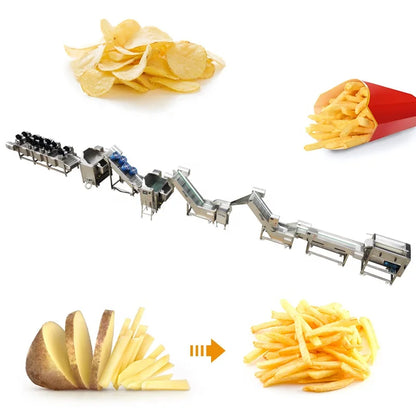 Automatic Potato Chips Production Line Frozen French Fries Making Machine