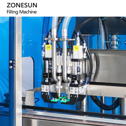 ZONESUN ZS-VTGF2 Automatic Servo Double Head Gear Pump Skincare Shampoo Detergent Viscous Liquid Paste Tracking Filling Machine