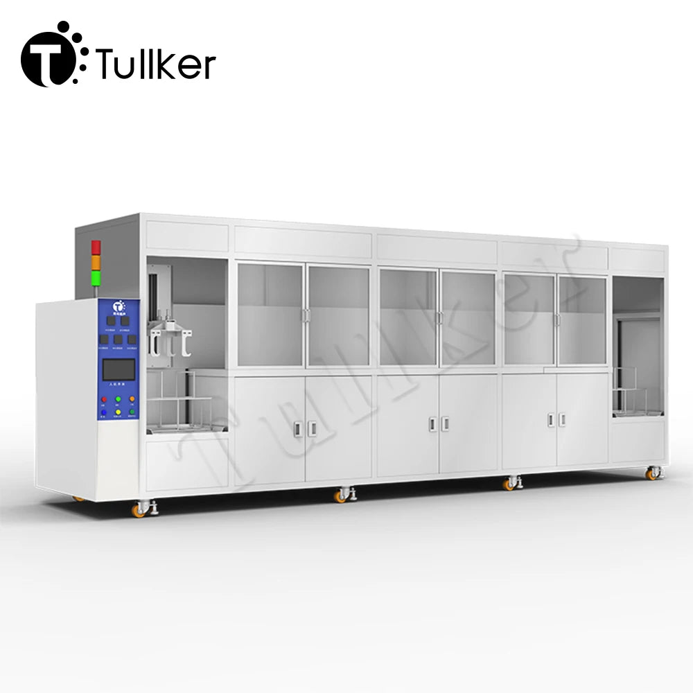 Tullker 135L Five Tanks PLC Automatic Cleaning Machine HMI Mechanical Manipulator Automated Industrial Ultrasonic Cleaner