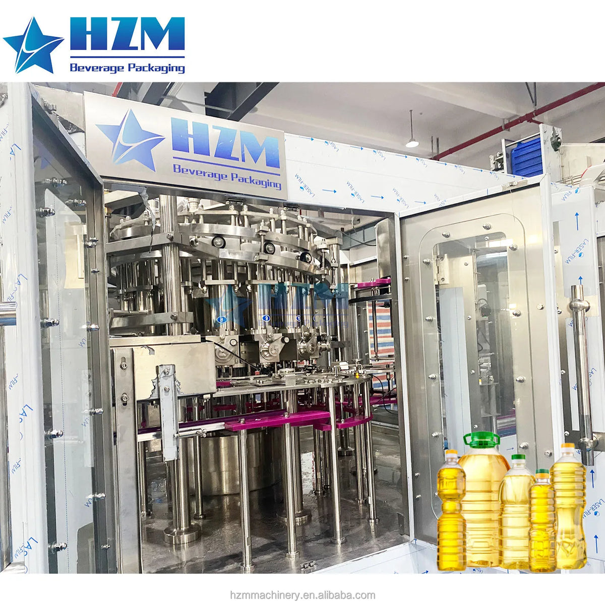 Automatic Edible Sunflower Oil Bottling Packaging Production Line / Plastic Bottle Cooking Oil Filling Capping Machine