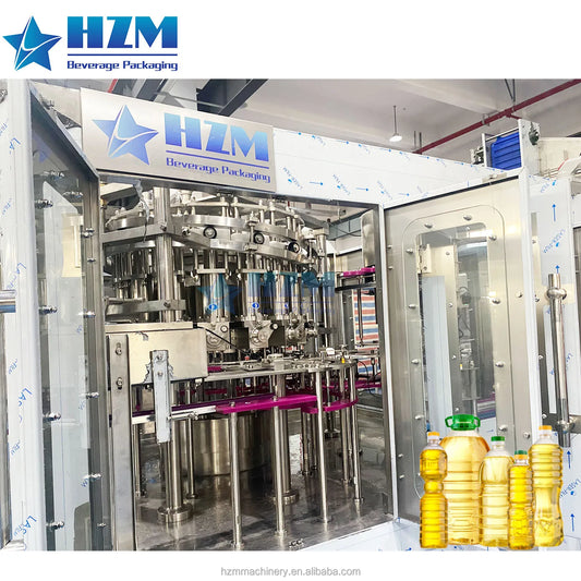Automatic Edible Sunflower Oil Bottling Packaging Production Line / Plastic Bottle Cooking Oil Filling Capping Machine