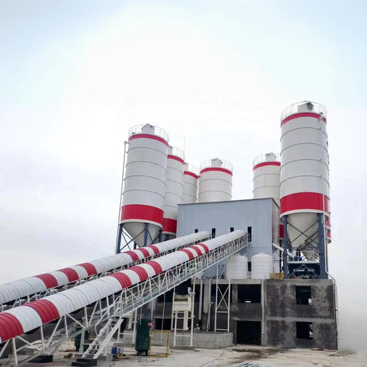 conveyor belt plant Concrete Batching Plant 60 m3 with Aggregate storage Hoppers shipping by pieces for saving sea cost