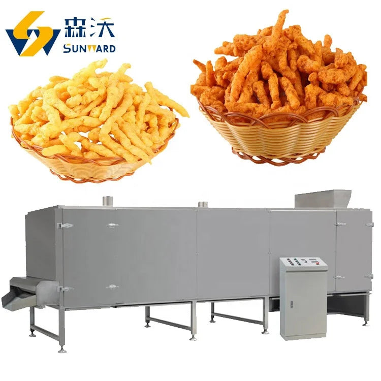 100-200 kg/h Small Output Fried Cheetos Fryer Snack Machine Curls Snack Flavoring System Processing Line