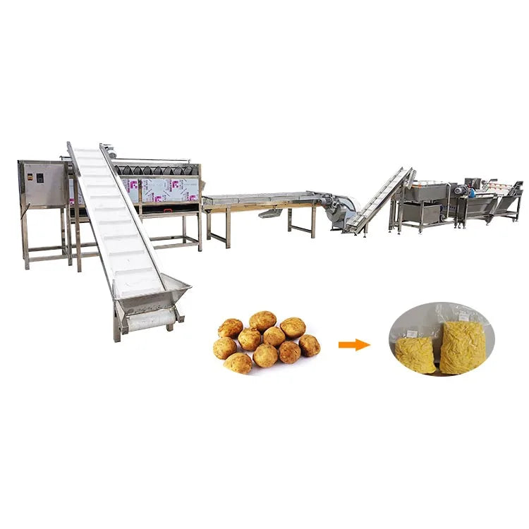 Commercial potato processing line sweet potato washing peeling cutting machine