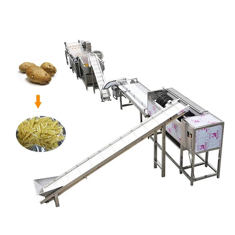 Commercial potato processing line sweet potato washing peeling cutting machine