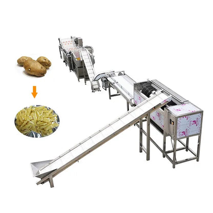 Commercial potato processing line sweet potato washing peeling cutting machine