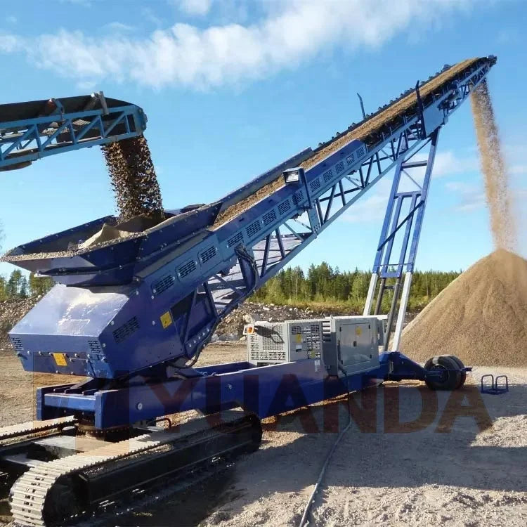 Fixed rubber tire mobile 3000tph telestacker coal to ship port harbor cargo barge vessel continuous loading belt conveyor system