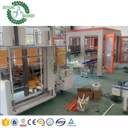 Top conveyor loading case box carton erecting packing sealing machine for beer soda soft drink food milk powder can jar bag