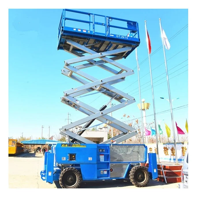 Work Platform Off Road 8m 10m 12m 14m 16m Rough Terrain Scissor Lift With Diesel Engine