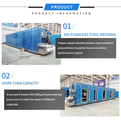 Industrial Frozen Fruits And Vegetable Processing Blast Tunnel Quick Freezer Tunnel Blast Freezer