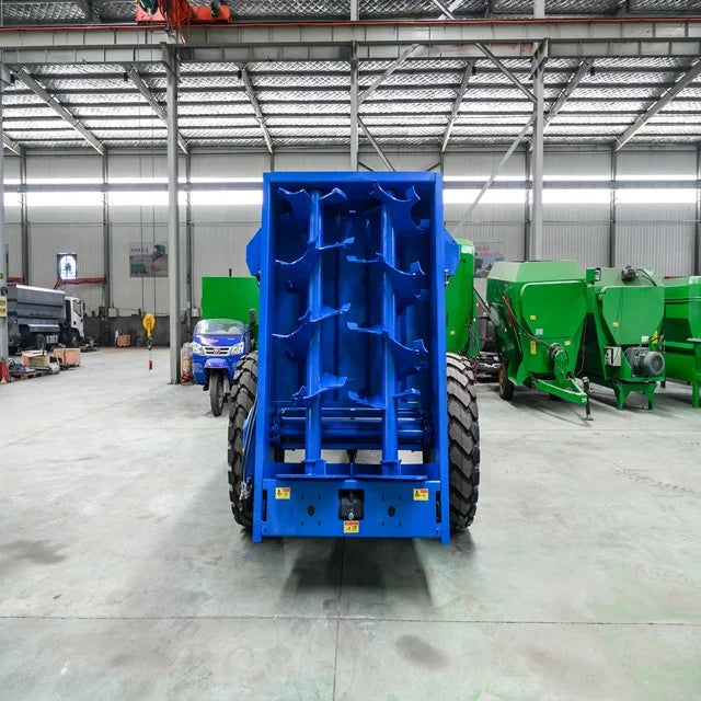 HINDATwin vertical rotary spiral manure spreader wet poultry litter livestock farm equipment implement forcow dung spreading
