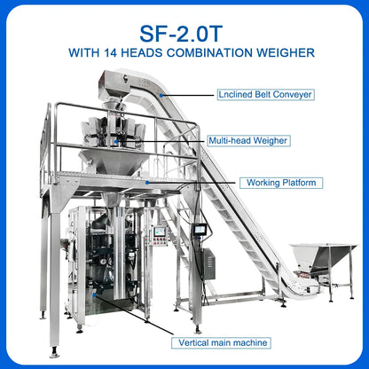 Automatic multihead weigher pasta bagging machine noodle weighing vertical pasta packaging machine 500g 1kg 2kg
