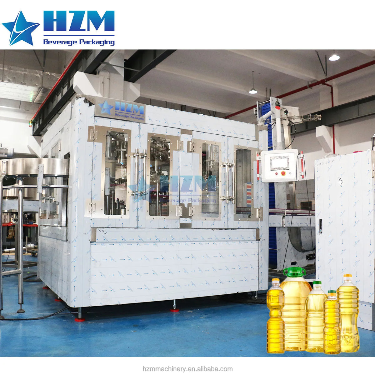 Automatic Edible Sunflower Oil Bottling Packaging Production Line / Plastic Bottle Cooking Oil Filling Capping Machine