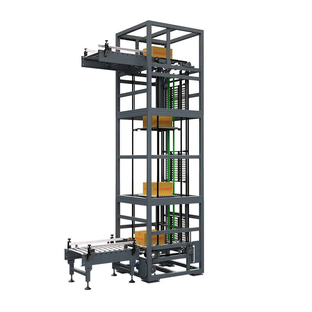 Continuous Vertical Transfer Conveyor System For Cartons, Bags, Pallet
