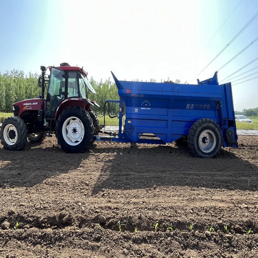 HINDATwin vertical rotary spiral manure spreader wet poultry litter livestock farm equipment implement forcow dung spreading