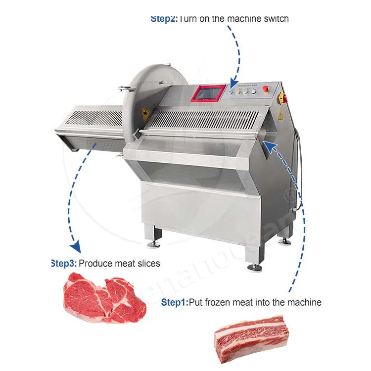 OCEAN Automatic Frozen Pork Belly Slice Machine Bacon Slicer Butcher Meat Steak Cut and Slice Machine