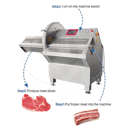 OCEAN Automatic Frozen Pork Belly Slice Machine Bacon Slicer Butcher Meat Steak Cut and Slice Machine