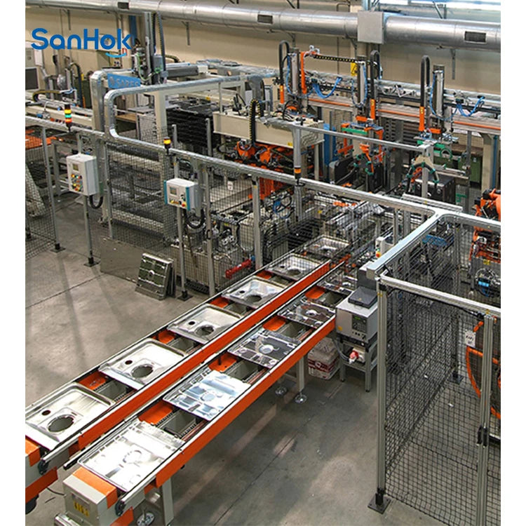 Free Flow Conveyor Dish Washing Equipment Production Line For Dishwasher Production