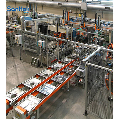 Free Flow Conveyor Dish Washing Equipment Production Line For Dishwasher Production
