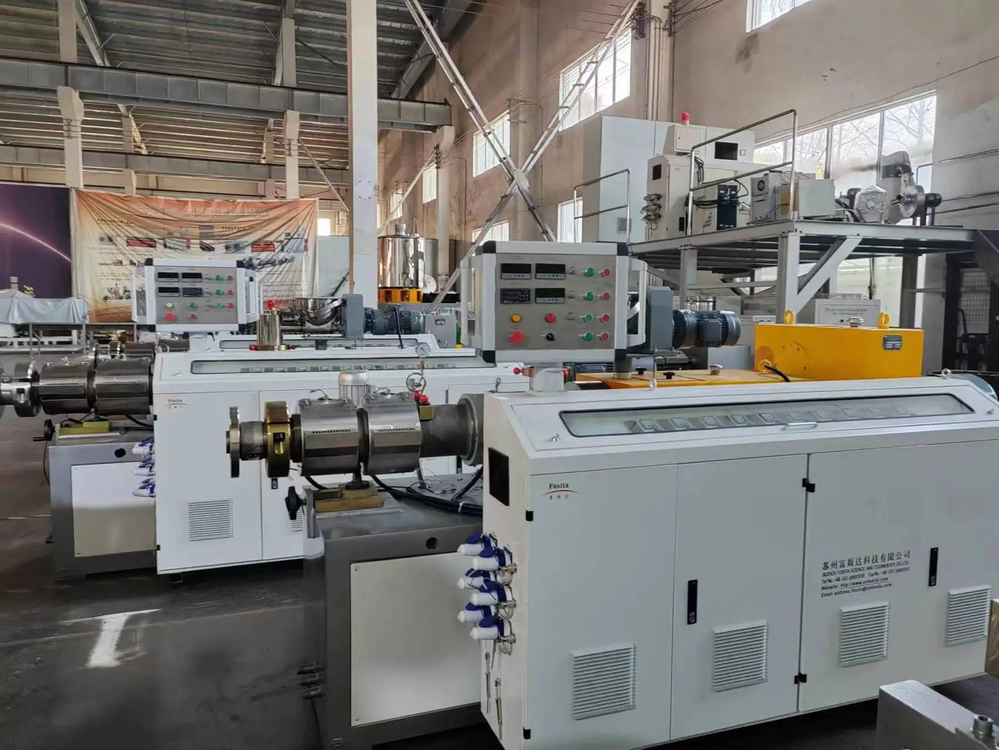 Fosita Plastic PVC WPC Conical Twin Screw Extruder Double Screw Extruder for Profile Pipe