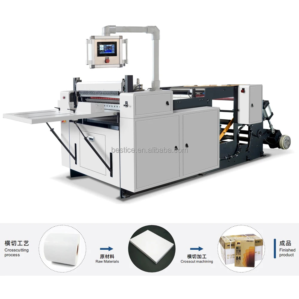 Automatic roll to sheet A2 A3 A4 paper cross cutting slitting making machine manufacturer