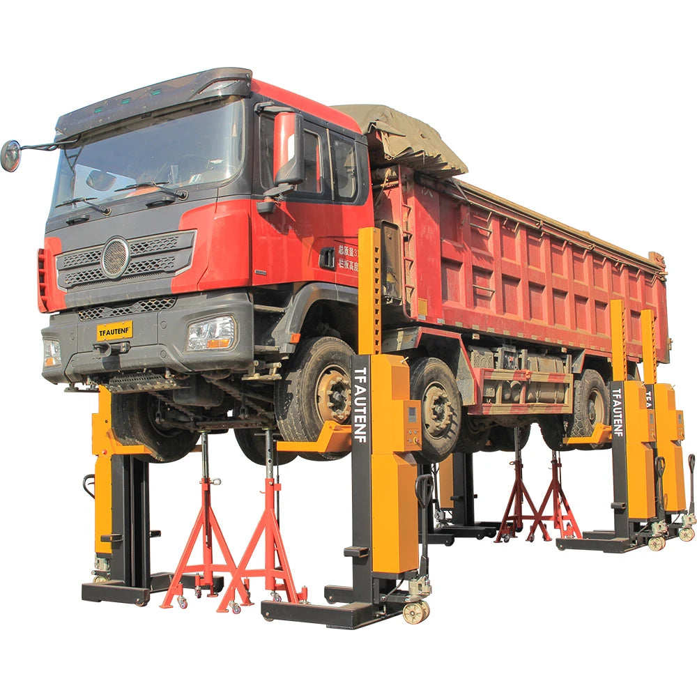 TFAUTENF cable-free heavy duty commercial vehicle column lift with 10000 lbs capacity for truck lift and bus maintenance