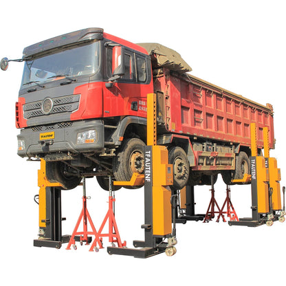 TFAUTENF cable-free heavy duty commercial vehicle column lift with 10000 lbs capacity for truck lift and bus maintenance