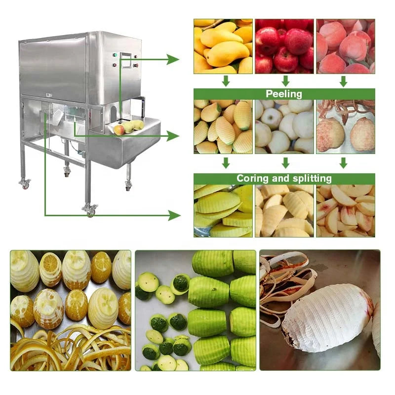 Industrial Automatic Pear Lemon Persimmon Dragon Fruit Orange Mango Slice Slicer Peeler Cut Peel Machine and Cut