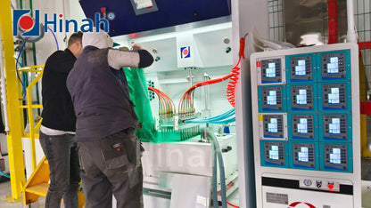 powder coating conveyor overhead line with loading unloading automatic running