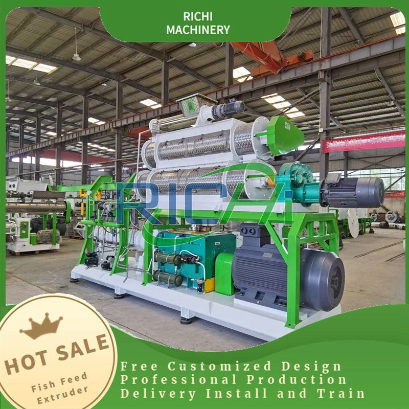 China Manufacturer RICHI 1-12T/H Aquatic Floating Fish Food Extruder