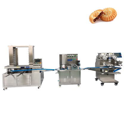 Bakery Equipment Automatic Fig Roll Chocolate Cookies Encrusting Making Machine Production Line