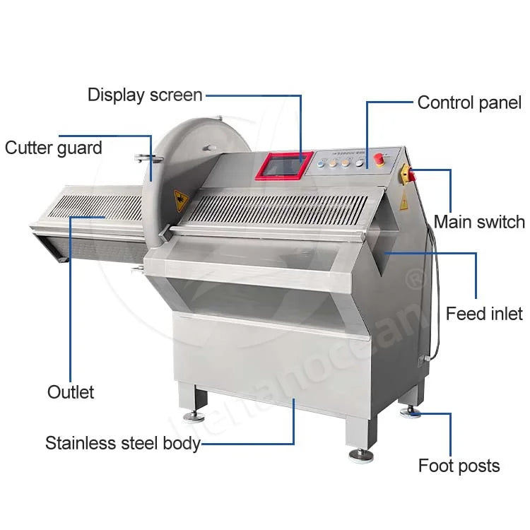 OCEAN Automatic Frozen Pork Belly Slice Machine Bacon Slicer Butcher Meat Steak Cut and Slice Machine
