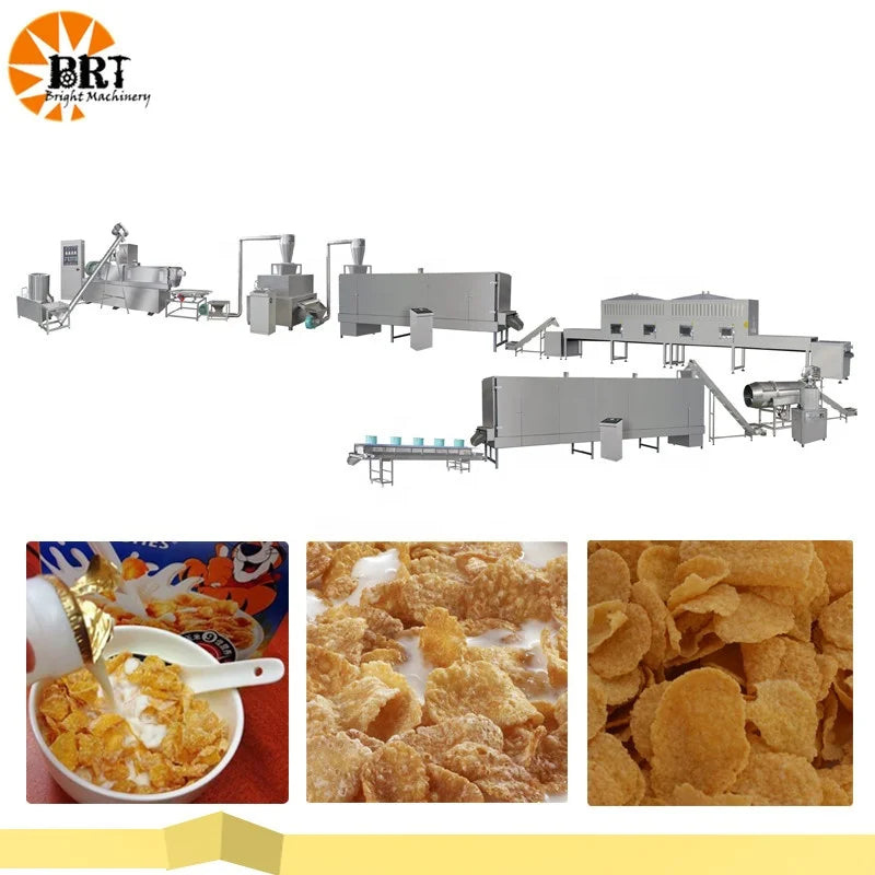 breakfast cereal manufacturing production line price corn flakes cereals processing drying extruder machine