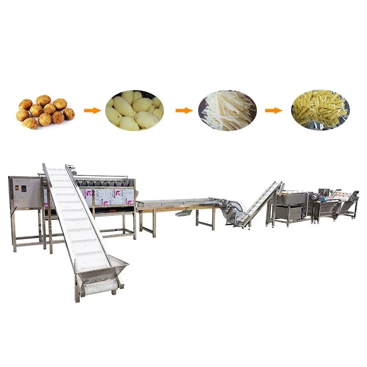 Commercial potato processing line sweet potato washing peeling cutting machine
