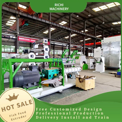 China Manufacturer RICHI 1-12T/H Aquatic Floating Fish Food Extruder